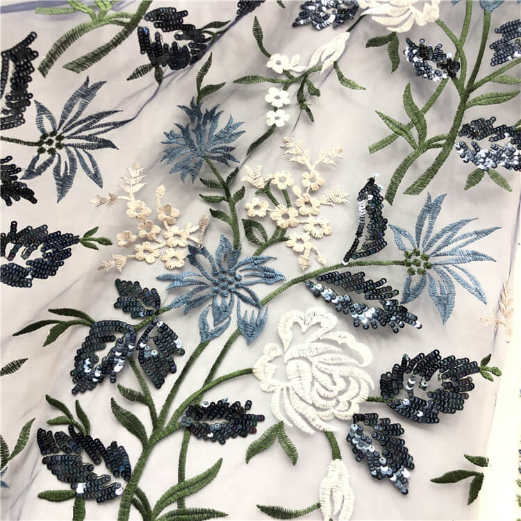 Embroidered Fabric Dress Sequin Polyester for Women's Wear Wholesale S 4